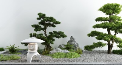 新中式假山小品组合3D模型下载